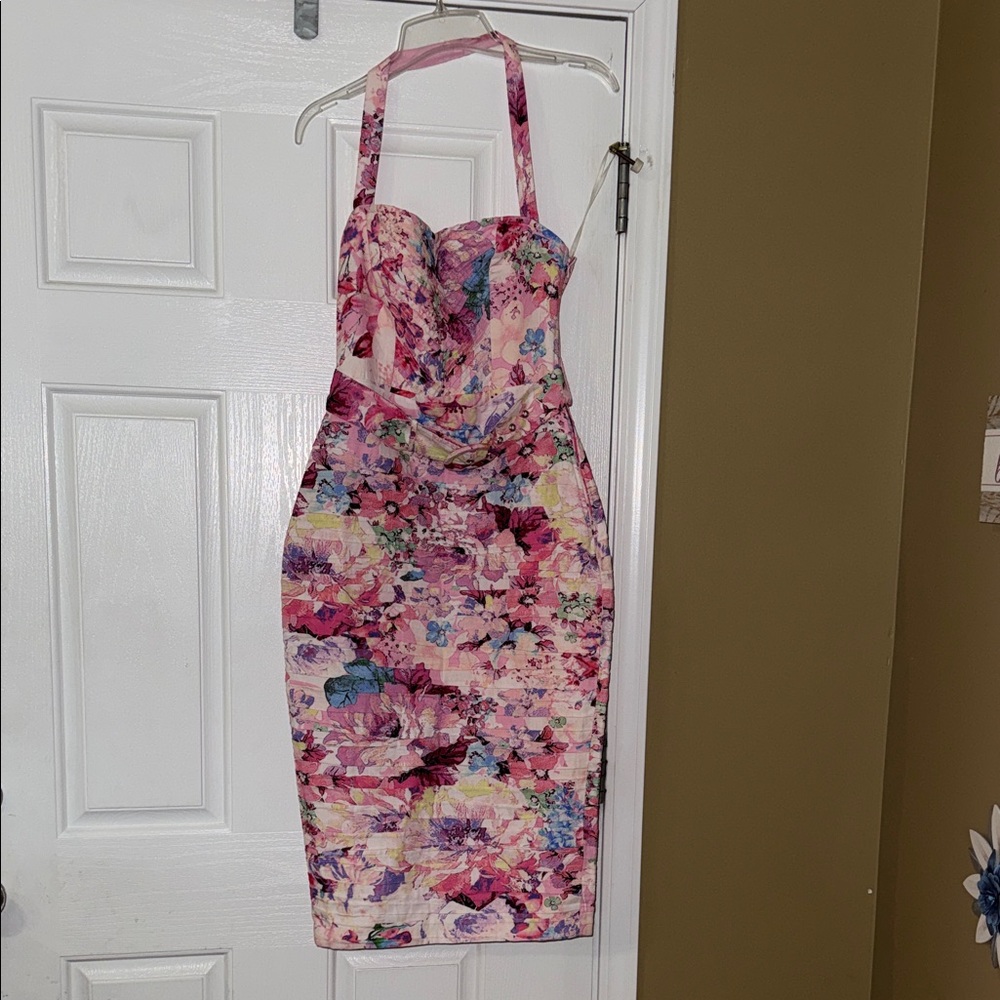 Floral Pink Hemant & Nandita Halter Dress